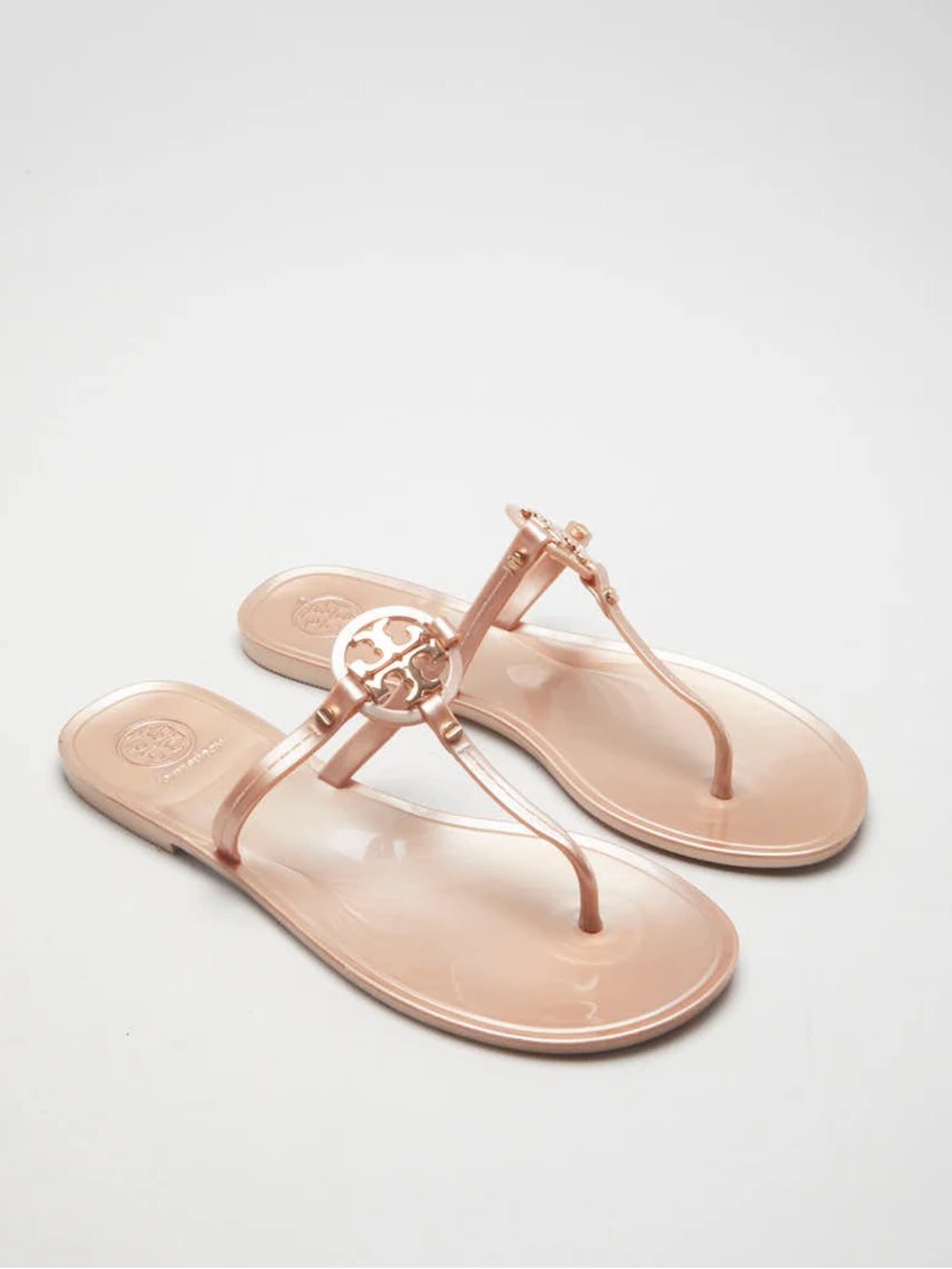 Tory Burch Mini Miller Flat Thong Jelly Sandals - Rose Gold Size 9